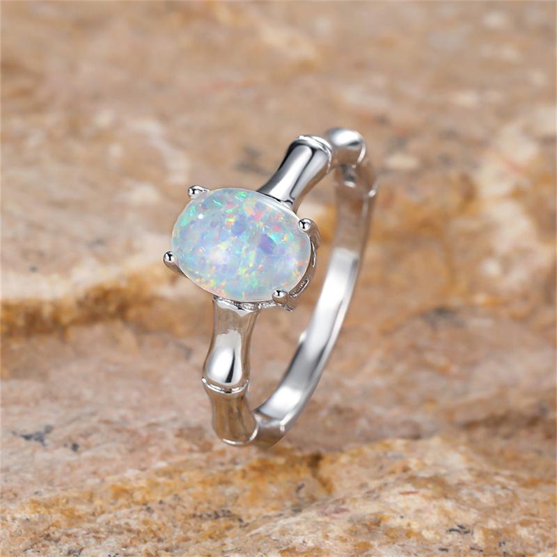 Inele de Angajament cu Piatră Ovală Mare Inele Ou cu Opal Alb Foc Pentru Femei Inele de Căsătorie Aurii Vintage Bijuterii Accesoriu Minimalist