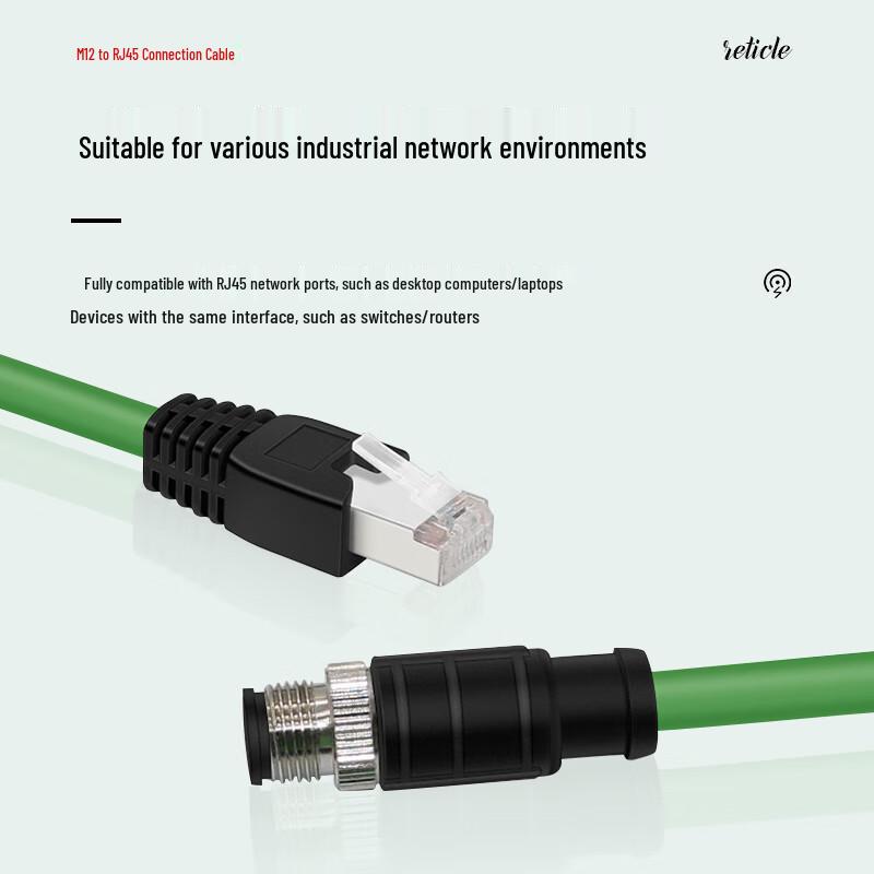 Industrial M12 to RJ45 Ethernet Cable