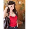 [Keren Cotton] Spice Girl Sexy Halter Black Beautiful Neck Suspender Vest Women's Summer Slim Short On