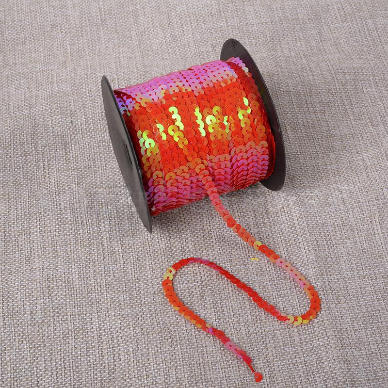 100yards Shiny Color Sequins Ribbon Round Flat Laser Colored Paillettes Trims for Garment Bag DIY Sewing Crafts Party Decoration