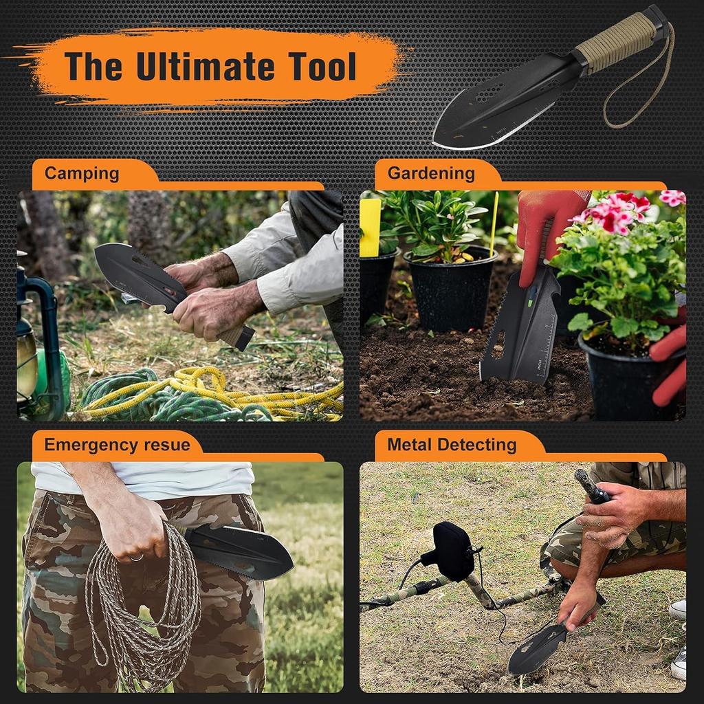 Backpacking Trowel Camping Shovel Hiking Trowel Backpacking Ultralight Shovel Small Potty Multitool for Digging, Metal Detecting, Gardening and