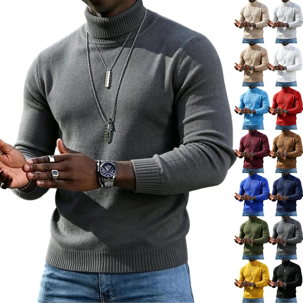 Men's Color Turtleneck Sweater for Casual Everyday Wear