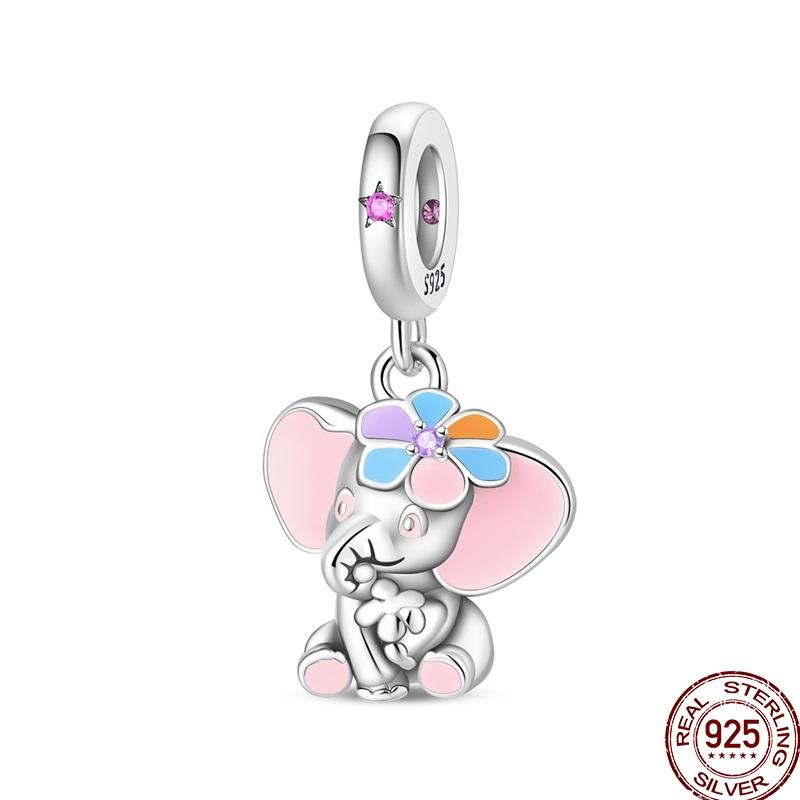 New Original Copper Elephant Cat Game Charms Bead Flower Baby Beads Fit 3Mm Bracelet Diy Jewelry Gifts For Women