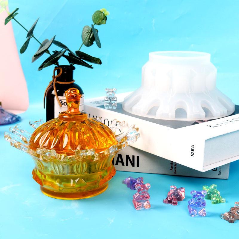 Silikonform Krona Förvaringslåda Epoxiform Smyckesförvaring Hartsform Manuell DIY-form