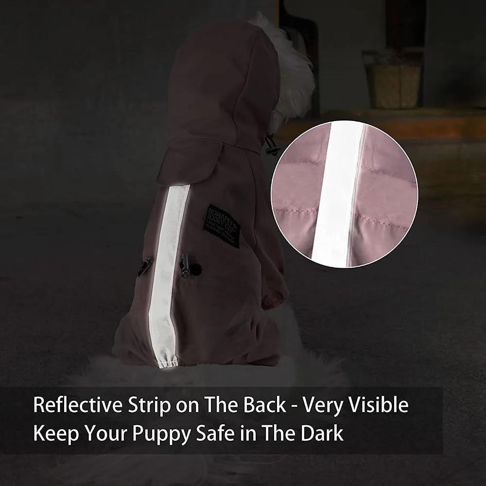 Dog Raincoat Waterproof Dog Rain Jacket with Reflective Strap and Leash Hole Rainy Day Pet Clothes Windproof Puppy Cat Rain Coat 5