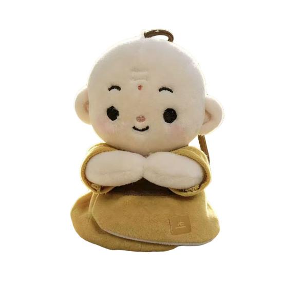 Cute Buddhist Monk Plush Keychain Cartoon Little Monk Stuffed Animal Pendant Zen Figure Key