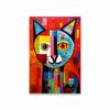 Cool Cats Canvas Painting Colorful Graffiti Mid-Century Modern Cat Wall Art Poster Decor Abstract Blue And Yellow Cat Room Decor