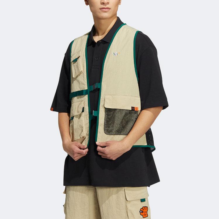 Adidas Originals Trefoil KT Vest Multi-Pocket Patchwork Breathable Men Vest Forest-Green HR6442