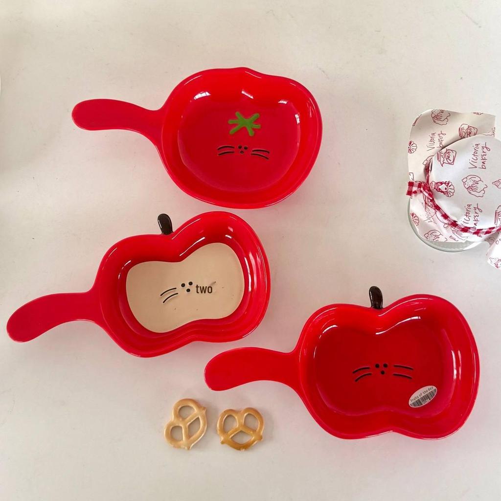 High-Value Cute Cartoon Baking Pan & Ceramic Apple Plate with Handle for Home & Pet Use
