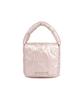 Fallett Lettering Quilted Small Flap Tote Bag Pink