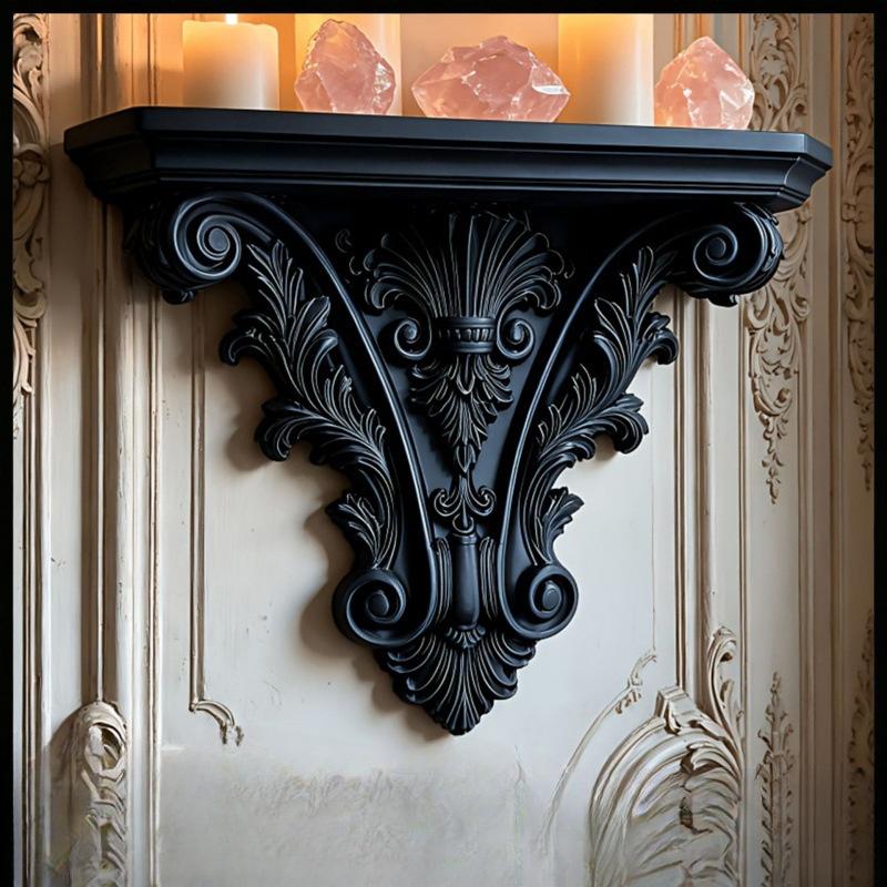 Vintage European Flower Scroll Carving Wall Bracket Wall Hanging Floating Rack Decorative Display Stand