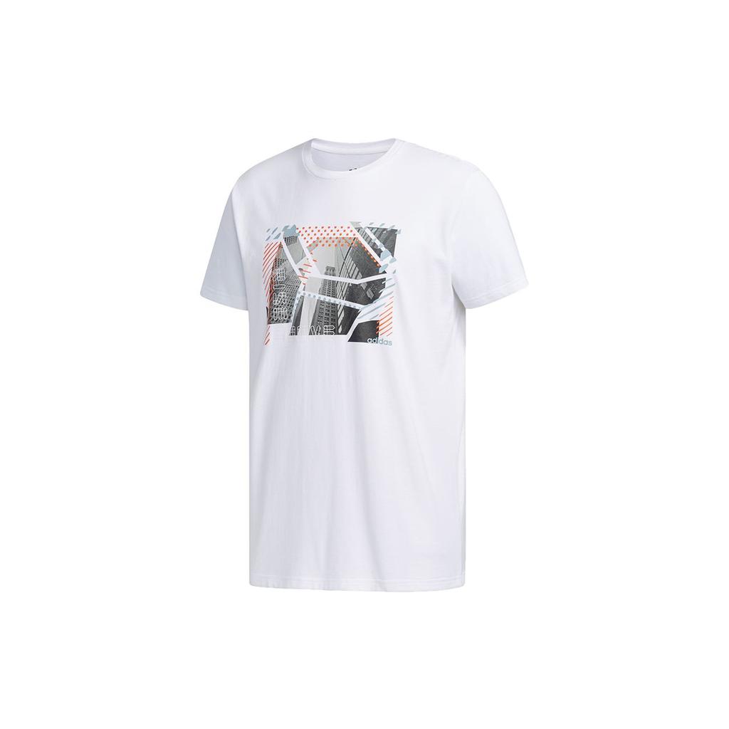 Adidas Neo Layered Contrast Pattern Casual Sport Straight T-Shirt Men Tops White DW8209