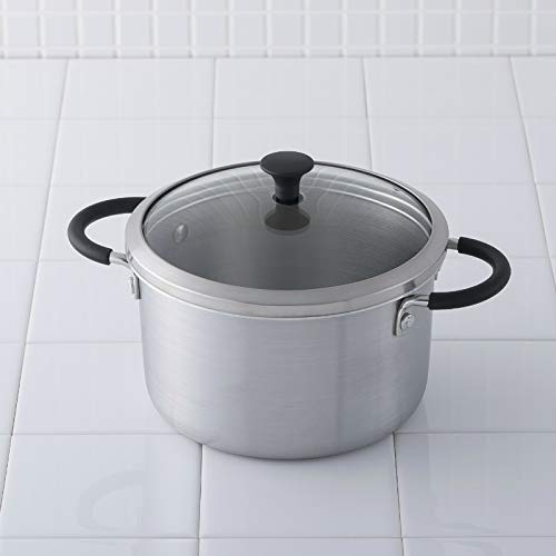 Kai Corporation DY5208: 15cm Deep, High-heat-conductivity, Minimalist, Deep Pot with Glass Lid, Designed by Masayo Waki, Suitable for Gas and Inductio