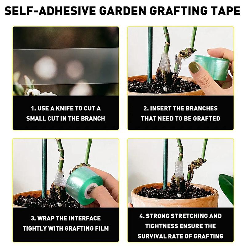 PE Grafting Film Self-adhesive Garden Tree Plants Seedlings Grafting Tape Stretchable Multi-purpose Film 2/3cm Width 100m Long