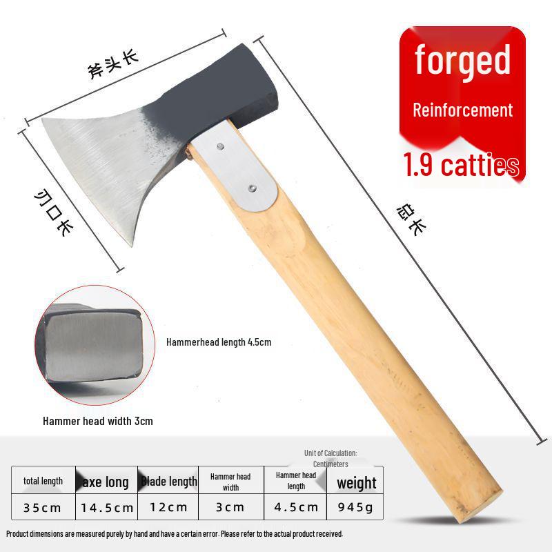 Axe Splitting Wood Axe - Hand Forged Steel Cleaver for Outdoor Woodworking, Firefighting, & Mountain Adventures