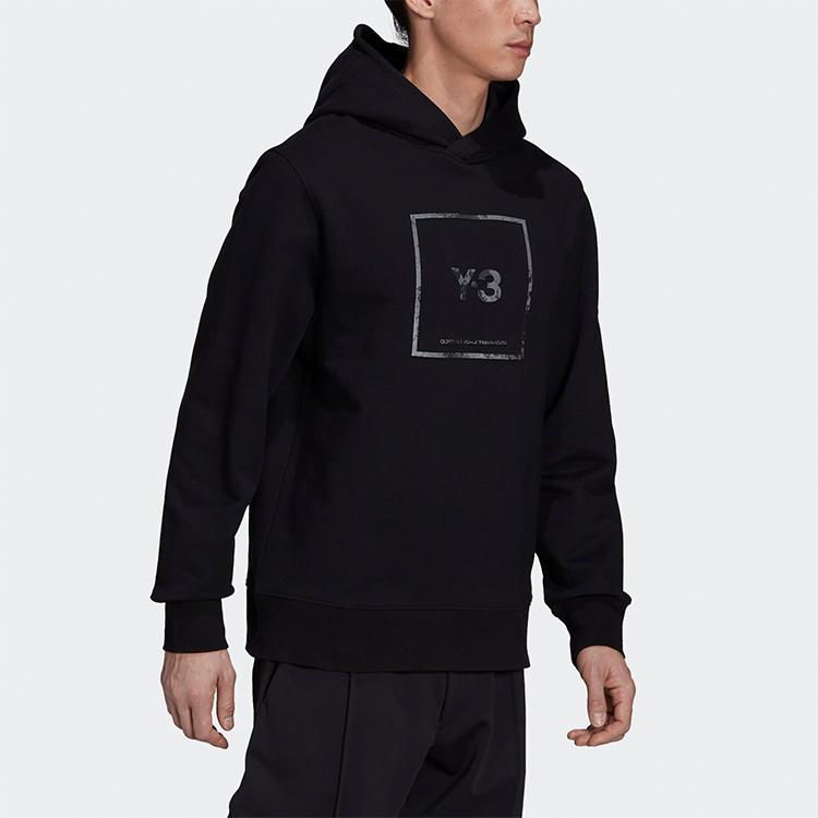 Y-3 U Square Label Graphic Hoodie Black Unisex Tops GV6056
