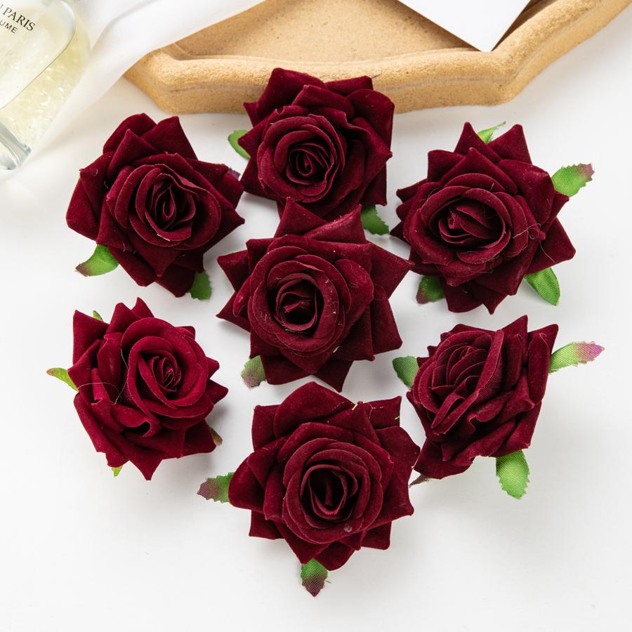 10Pcs Artificial Flowers for Scrapbook New 's Decortion Wedding Outdoor Garden Christmas Home Candy Box Flannel Rolled Roses