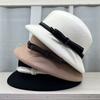 French Romantic High-end Lampshade Hat, Wool Top Hat, Women's Autumn/winter Warmth, Face-enhancing Little Hepburn Style Bucket Hat, Basin Hat