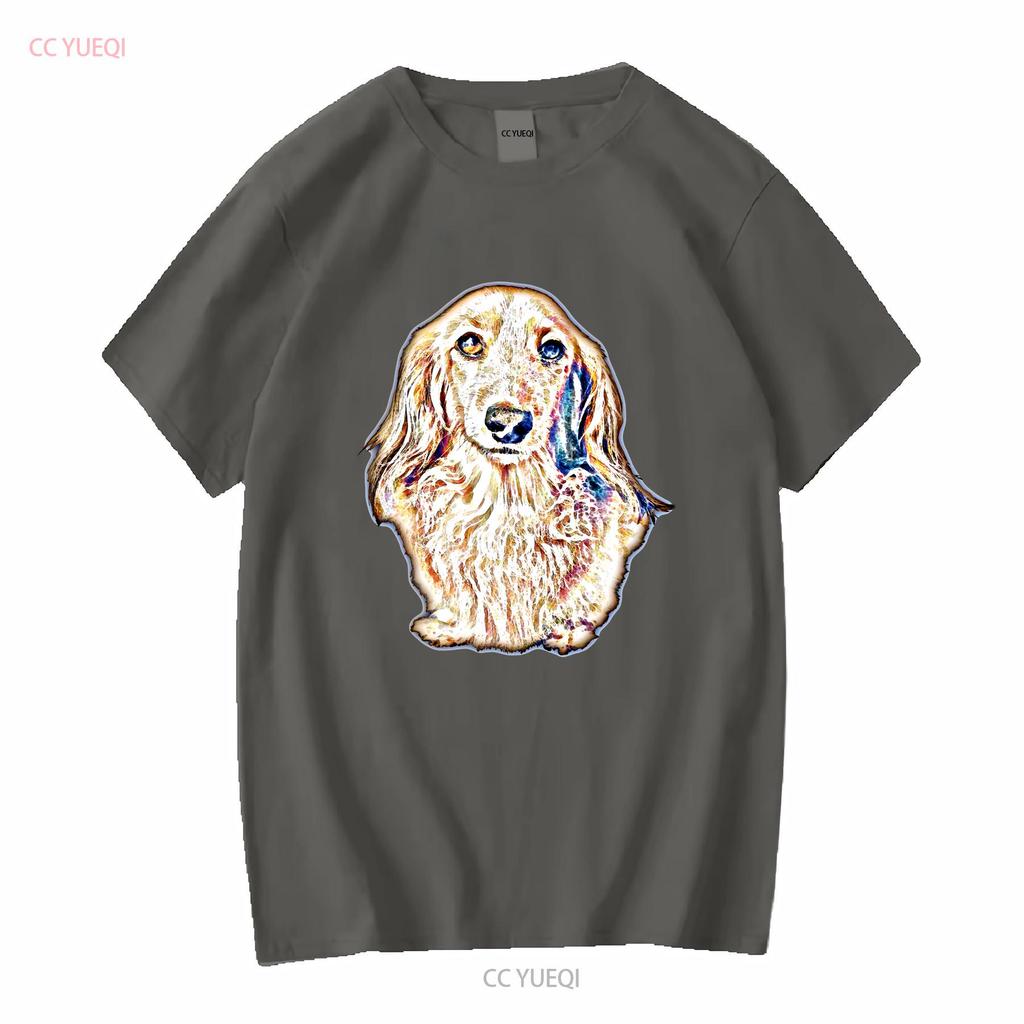 NEW LIMITED Long Hair Dachshund Cute Doxie Wiener Dog Lover T Shirt vintage Washed homme streetwear Casual Stylish Soft