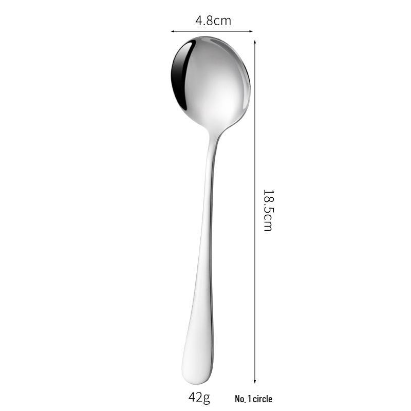 1010 Stainless Steel Dessert Spoon - Thick, Round, Mirror-Finish 304 Stainless Steel Tableware