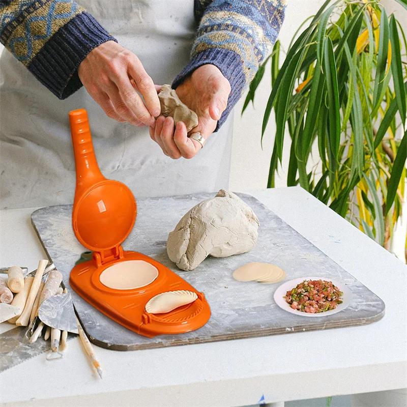 2-in-1 Efficient Dumpling Maker Machine Wrapper Mold Dough Pressing Tool Kitchen Utensil Baking Accessory DIY Dumpling Skin Arti