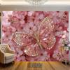 2D Pink Gem Butterfly Backdrop Cherry Blossom Floral Photography Background