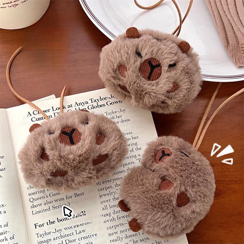 Capybara Pendant Keychain Cartoon Plush Doll Toy Student Bag Hanging Decorative Doll Friend Gift
