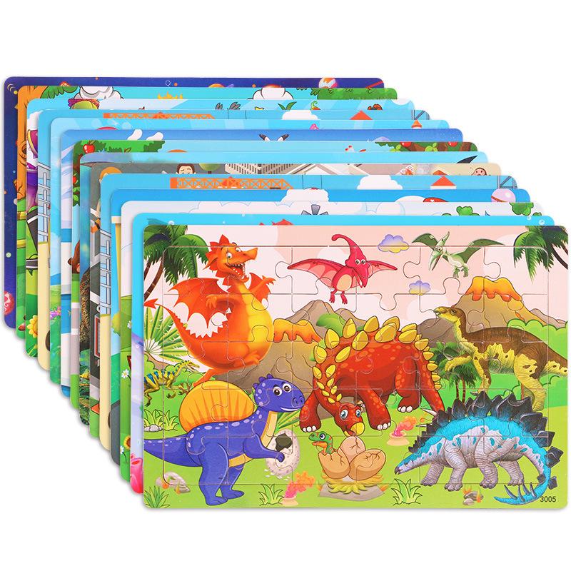 Dinosaur Wooden Puzzle for Children Ages 3-6: Educational and DIY Hand-Grasp Puzzle