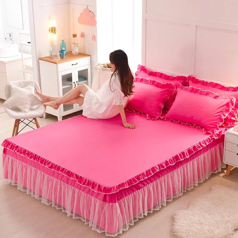Lace  Anti Slip Bed Skirt  Ruffle Edge Transparent Gauze Wear Resistant Bed Cover Household Mattress Protective Cover Bedding