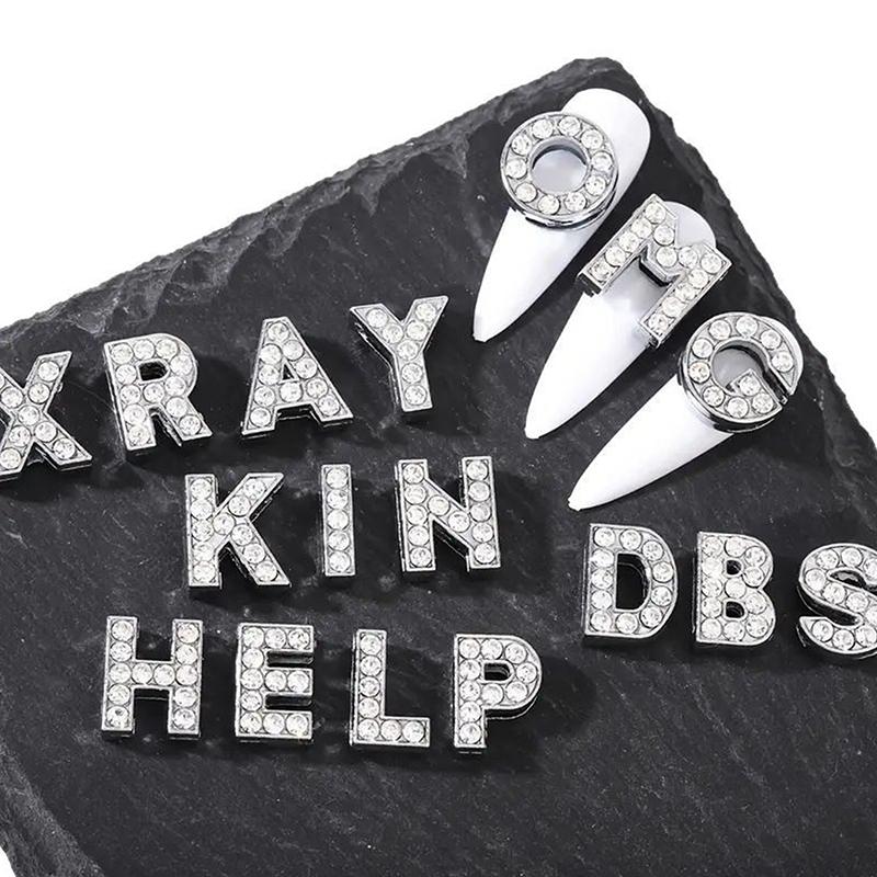 26Pcs Cartoon Letter Nail Art Charm Rhinestone English Letter Diy Nail Decoration Fashion Diy Manicure Decorations Accessories