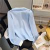 Cárdigan de punto para mujer, bloques de color, cuello redondo, manga larga, imitación de dos piezas, primavera, otoño, nuevo diseño, abrigo suave y juvenil
