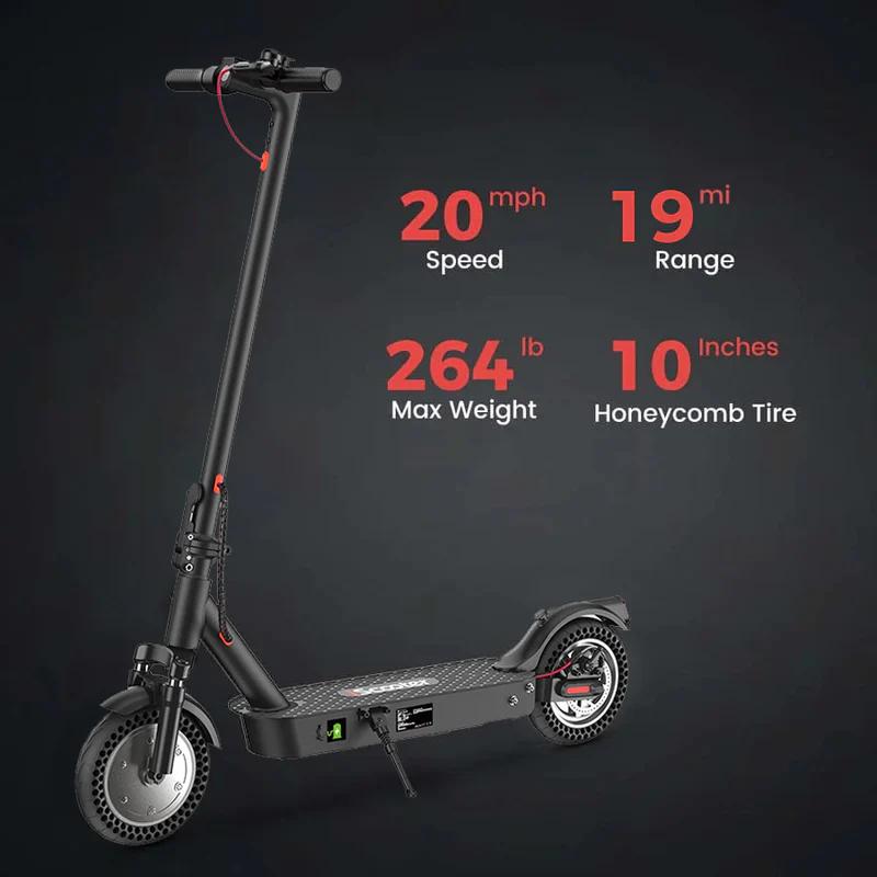 iScooter I9max Electric Scooter 36V 10Ah Battery, 500W Motor, 40km Range, 10" Solid  Honeycomb Tire E-Scooter