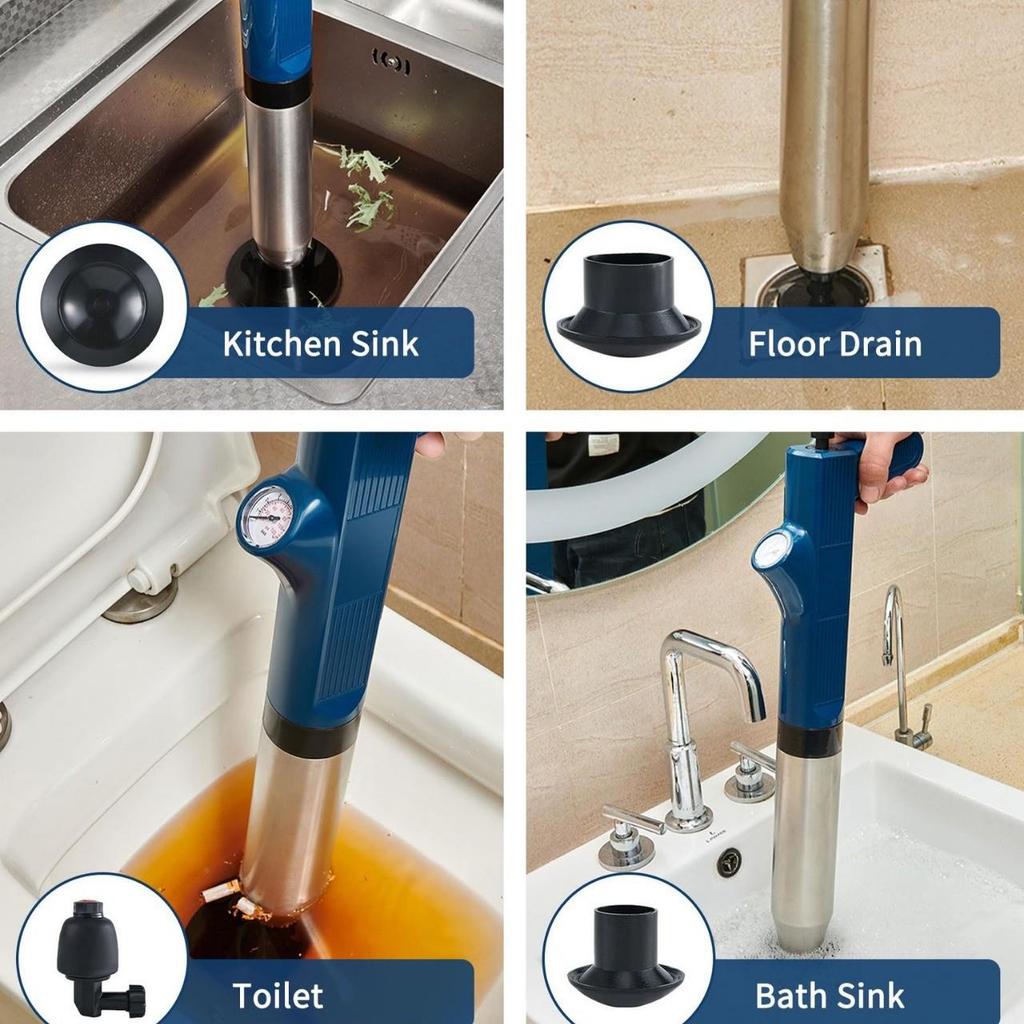 Premium Multipurpose High-Pressure Toilet and Drain Unblocker Plunger