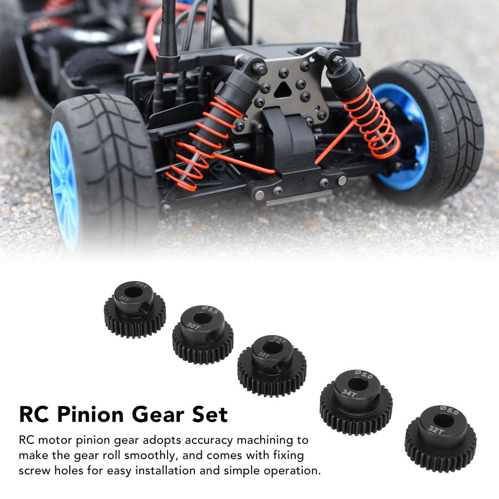5 Stk. RC Ritzel Set 30Z 31Z 32Z 33Z 34Z Hohe Härte 48DP 5.0mm Geräuscharm RC Zubehör mit Madenschrauben für 1:10 RC-Car