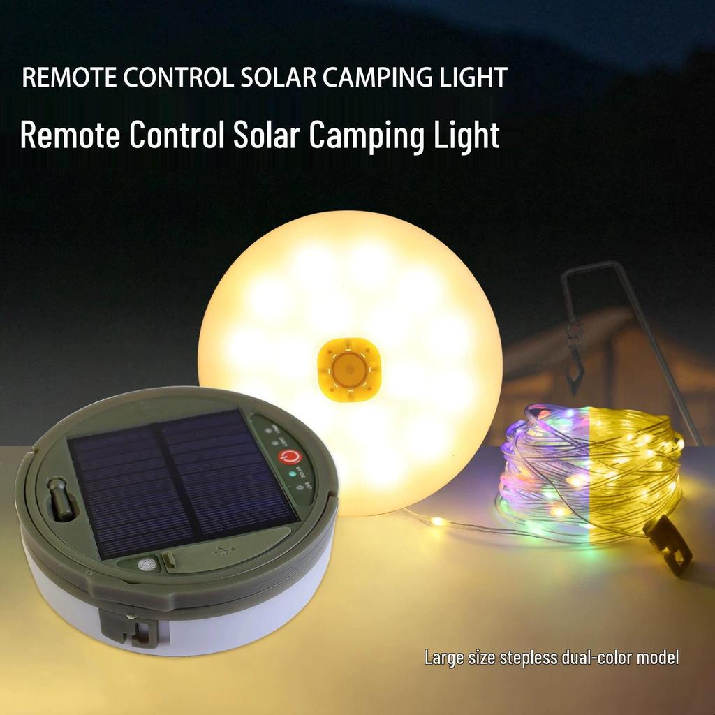 Ultra Bright Waterproof Solar Camping String Lights with Tent Lamp and Tape Measure Storage