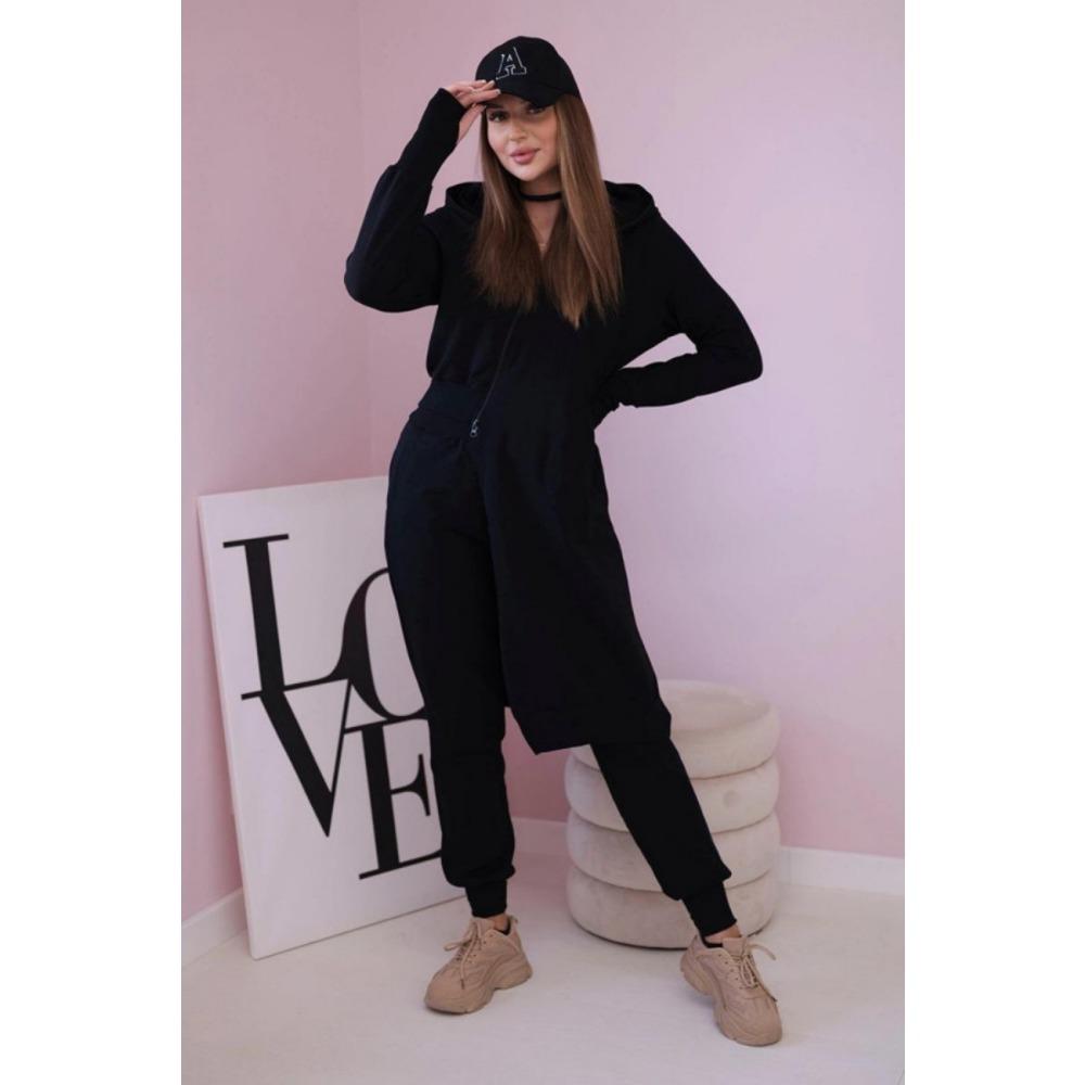 New Women's Hooded Sporty Fashionable Casual Zipper Large-sized Asymmetrical Long-sleeved Set