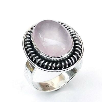 Solid 925 Sterling Silver Rose Quartz Gemstone Handmade Designer Partywear Women Ring Gift For Her