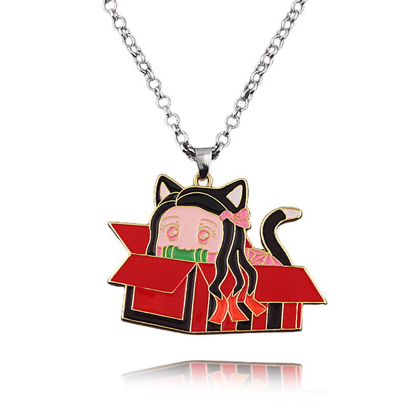 

Anime Nezuko Keychain Cute Cat Animation Express Box Pendant Necklace Accessories Bulk For Cosplay For Kids OPP