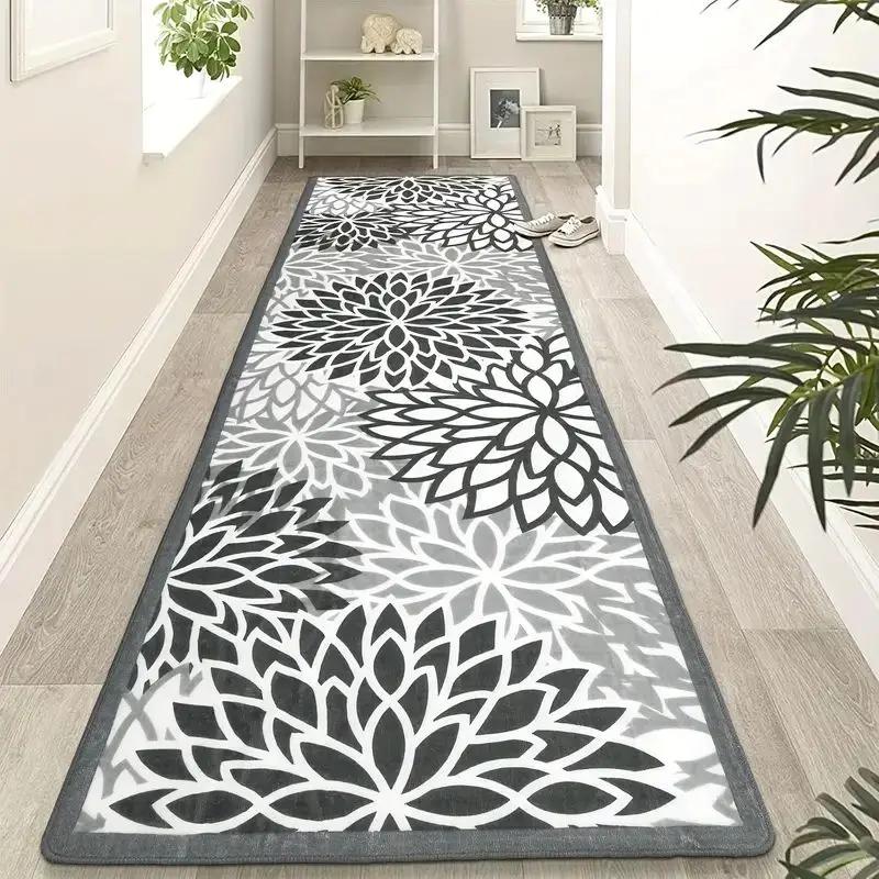 Flowers Hallway Runner Rug Indoor and Outdoor Areas Carpet Anti-Slip Living Room Laundry Room Kitchen Mat Home Decoration