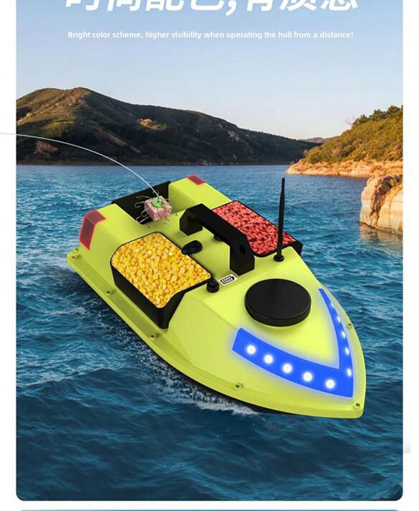 Fishing Boat GPS with Auto Return, 500m Remote Control, Bait Delivery, and Triple Storage Compartments