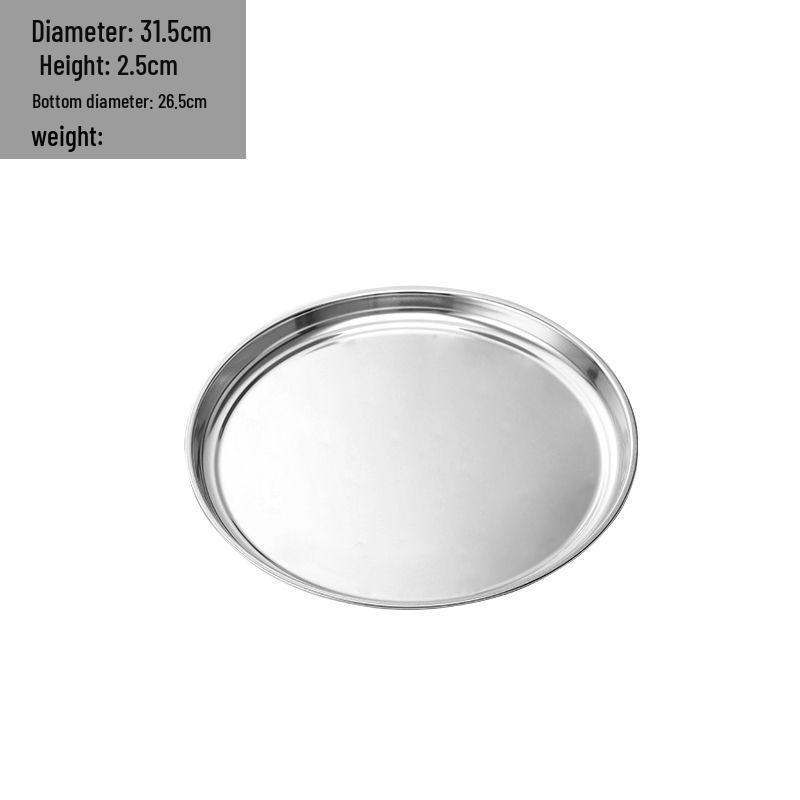 Large Thickened Stainless Steel Round Tray for Hotels and Home