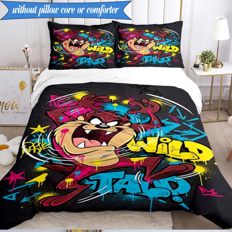 3PCS Tazma-nian Artwork Bedding Set,Including 1pc Duvet Cover And 2pcs Pillowcases Perfect for Bedroom, Dormitory, Fan Christmas gift