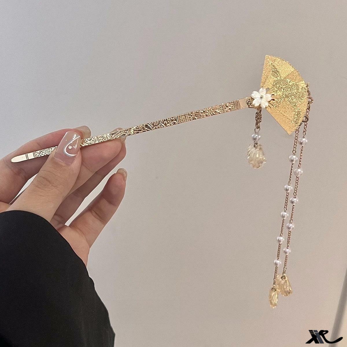 

1Pc New Chinese tassel flower hairpin Chinese high-end female antique pan head hairpin hairpin Hanfu cheongsam hair accessories