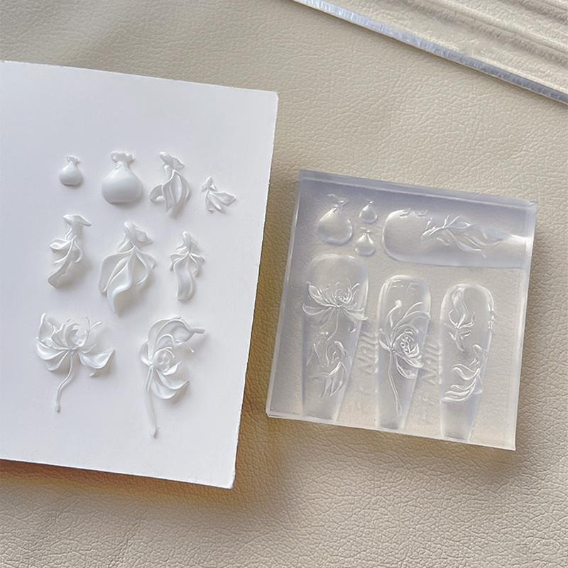 

1 шт. Силиконовая форма для лепки ногтей, Цветок, Бабочка, Лотос, Карп кои, Олень, 3D форма, Украшения для нейл-арта, Дизайн своими руками, Силиконовая форма для ногтей
