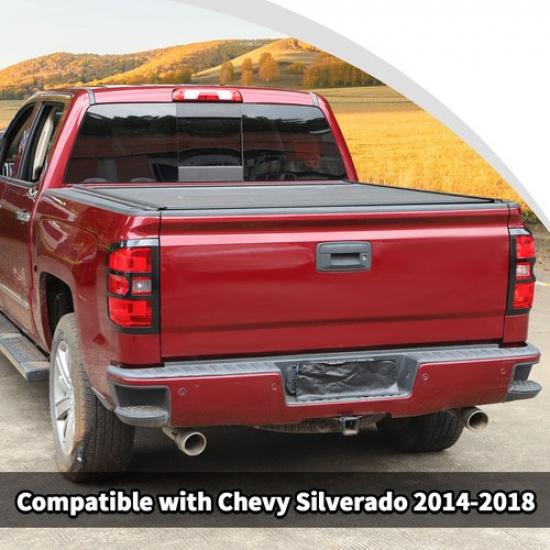 Black Rear Tail Light Lamp Guards Decor Cover Trim For Chevy Silverado 2014-2018