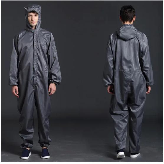 

One-piece Coveralls Clean Clothes Hood Cleanroom Garments Clean Food Dust-proof Paint Work Clothing Unisex Protective Overalls XXXL сірий колір