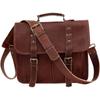 Vintage Goat Leather Messenger Real Satchel Genuine Laptop Brown Briefcase Bag