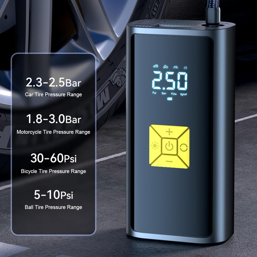 Electric Tire Inflator LCD Display Mini Car Air Compressor with LED Light Mini Auto Inflatable Air Pump for Car Motorcycle Balls