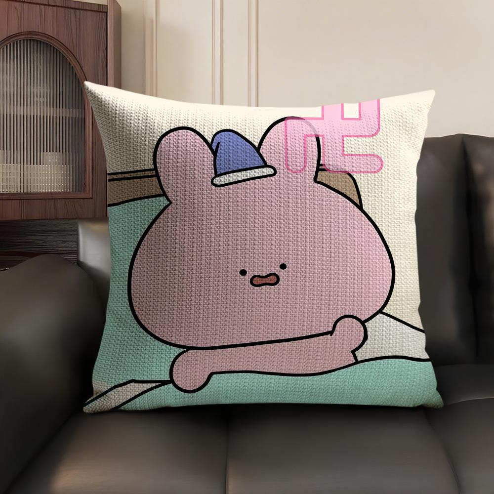 Asamimichaan Asleep Asamimi Cushion Cover Natural Linen Organic Fabric DoubleSided Printing Sofa Home Decor Gift Pillow Case