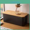 Wood Grain Desk Cable Organizer With Lid For Home Office And Bedroom Storage